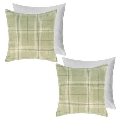 OHS 2 Pack Woven Check Filled Cushion CoversSage45X45Cm from B&Q