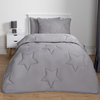 Ohs Coverless Duvet 7.5 Tog Pillowcase Quilt Star Bedding Set, - Single Grey