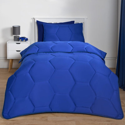OHS Coverless Duvet 7.5 Tog Pillowcase Quilt Honeycomb Bedding SetBlueSingle from B&Q