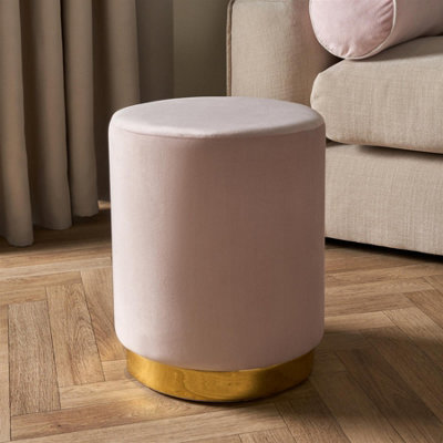 OHS Matte Velvet Footstool Pouffe Modern Vanity Home Bedroom Seat Cushion Rest Chair from B&Q