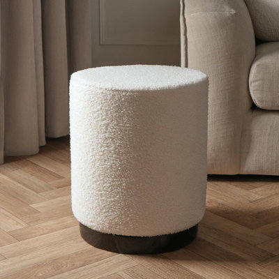 OHS Boucle Fleece Stool Foot Rest Cushioned Modern Home Bedroom Vanity Seat Chair from B&Q