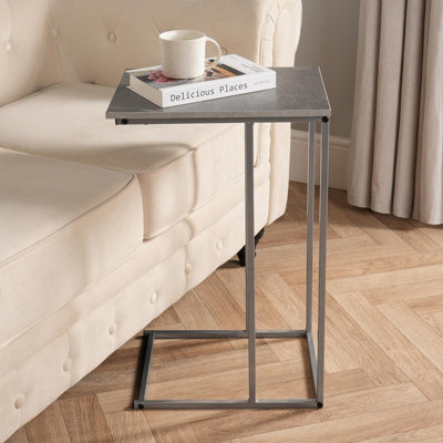 Ohs Marble Effect C-Shaped Coffee Table Sofa DeskGrey from B&Q