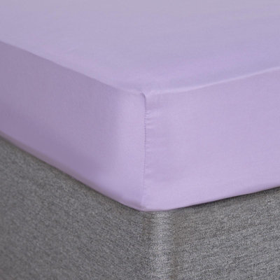 Ohs Plain Dyed Fitted Bed Sheets Non-IronLilacSingle from B&Q