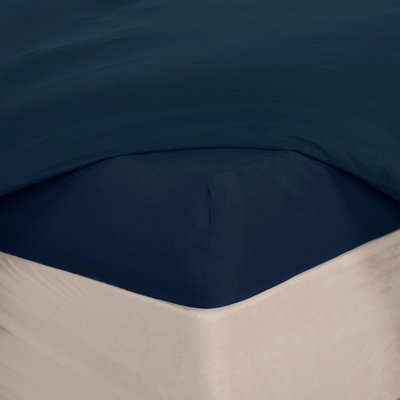 Ohs Microfibre Deep Fitted SheetNavyKing from B&Q
