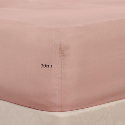 Ohs Microfibre Deep Fitted SheetBlush PinkDouble from B&Q