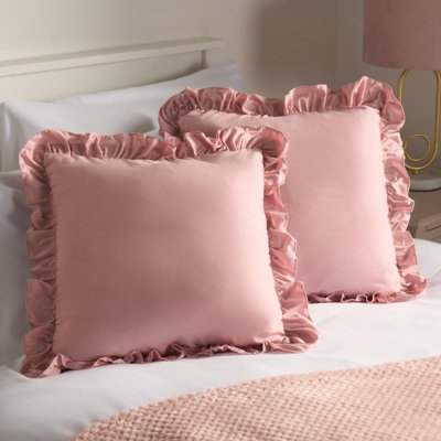 OHS 2 Pack Faux Linen Frill Cushion CoverBlush45 X 45Cm from B&Q
