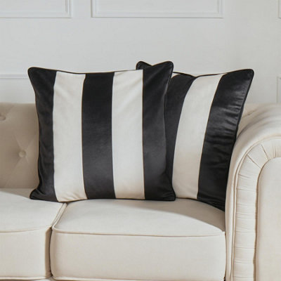 OHS 2 Pack Stripe Matte Velvet Cushion CoversMono45 X 45Cm from B&Q