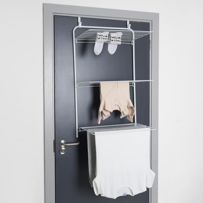 OHS Over The Door Tiered Foldable Drying Rack Towel Storage Organiser Rail Hanger from B&Q