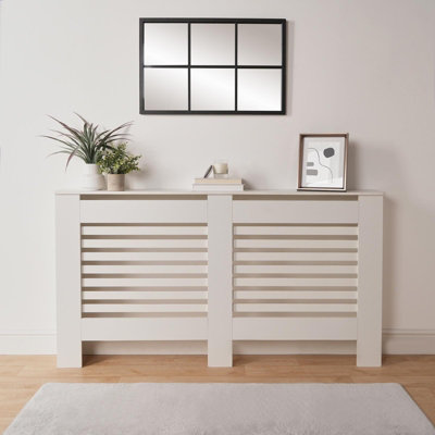 OHS Wooden Radiator Cover Shelf Modern FurnitureWhiteLarge from B&Q