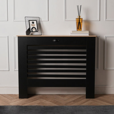 OHS Wooden Radiator Cover Shelf Modern FurnitureBlackMedium from B&Q
