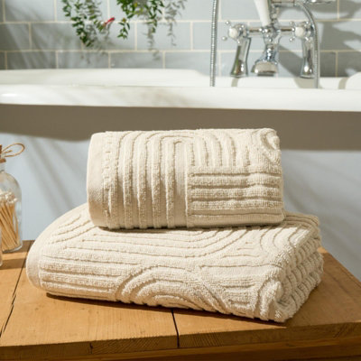 OHS Luxury Hand Towel Soft Texture Absorbent Arch Jacquard 100% Cotton2 Pc from B&Q