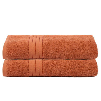 Ohs 2 Pack Of 100% Cotton Bath Sheet90 X 150CmBurnt Orange from B&Q