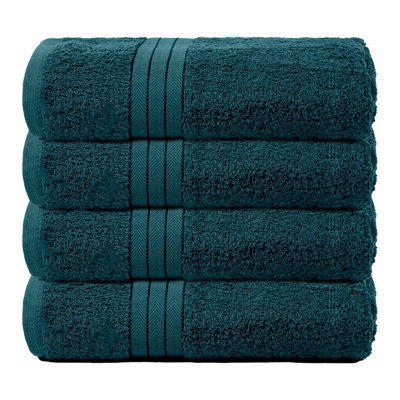 Ohs 4 Pack Of 100% Cotton Bath Towel70 X 115CmDark Teal from B&Q