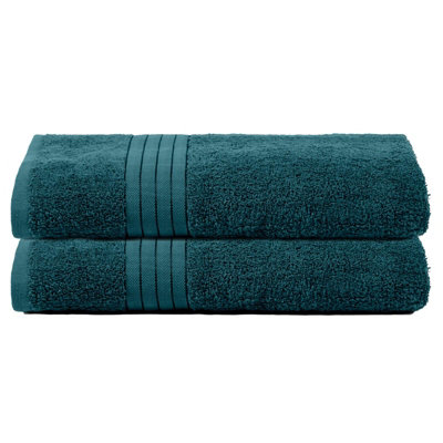 Ohs 2 Pack Of 100% Cotton Bath Sheet90 X 150CmDark Teal from B&Q