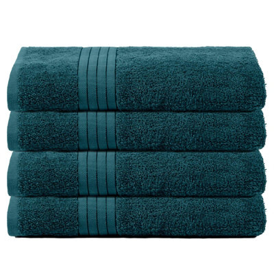 Ohs 4 Pack Of 100% Cotton Bath Sheet90 X 150CmDark Teal from B&Q