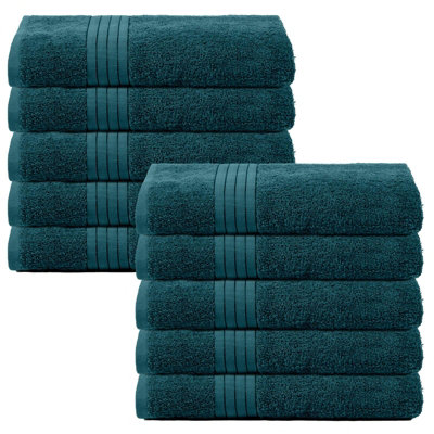 Ohs 10 Pack Of 100% Cotton Bath Sheet90 X 150CmDark Teal from B&Q