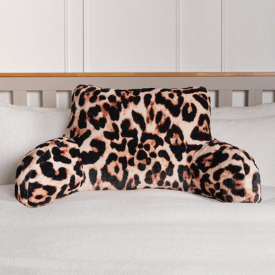 OHS Leopard Cushion Reading Pillow Plush Plump Padded Soft Arms Lumbar Chair Support from B&Q