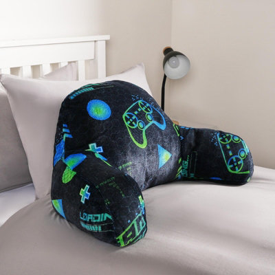 OHS Gaming Cushion Bed Pillow Reading Gamer Support Arms Lumbar ChairGreen from B&Q