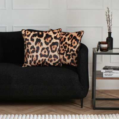 OHS 2 Pack Leopard Matte Velvet Cushion CoversBrown45 X 45Cm from B&Q