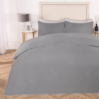 OHS Luxury Duvet Cover Set Piped Edge Soft Quilt Pillowcase BeddingKing from B&Q