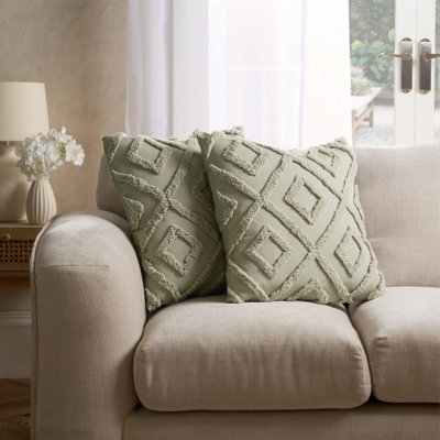 OHS 2 Pack Tufted Arch Cushion CoverSage45 X 45Cm from B&Q