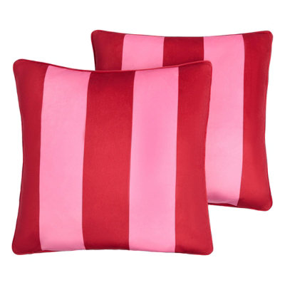 OHS 2 Pack Stripe Cushion CoverRed/pink45 X 45Cm from B&Q