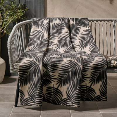 OHS Palm Leaf Throw Over Bed Blanket Soft Garden Chair Fleece Warm Travel Bedspread from B&Q