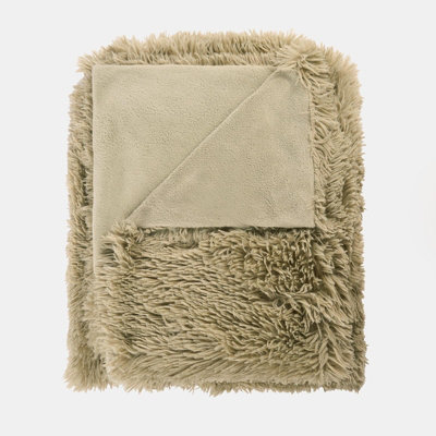 OHS Fluffy Blanket Throw Over Sofa Bed Fleece150 X 200CmSage from B&Q
