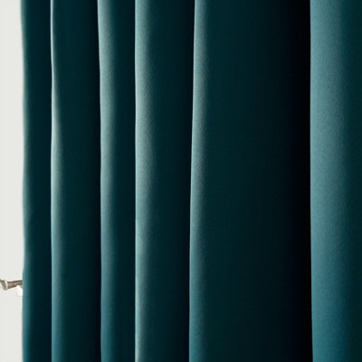 OHS Eyelet Blackout Curtains Pair Of Thermal Ring TopTeal66 X 90" from B&Q