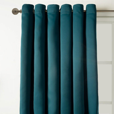 OHS Eyelet Blackout Curtains Pair Of Thermal Ring TopTeal90 X 90" from B&Q