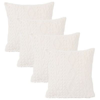 OHS Cable Knit Cushion Covers Sherpa Pillow Cases 4 Pack45 X 45CmCream from B&Q