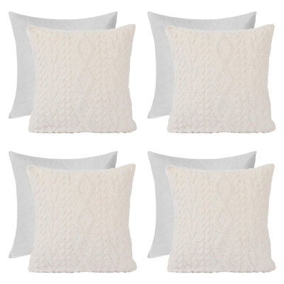 OHS Cable Knit Cushion Covers Filled Sherpa Pillow Cases 4 Pack45 X 45CmCream from B&Q