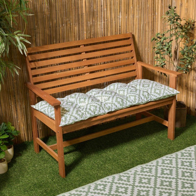 OHS Outdoor 2 Seater Bench Cushion Garden Furniture Seat40 X 110CmSage Geo from B&Q