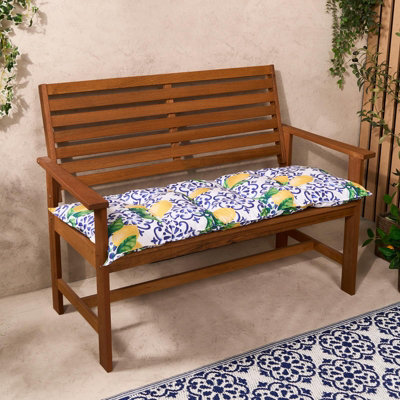 OHS Outdoor 2 Seater Bench Cushion Garden Furniture Seat40 X 110CmLemon Tile from B&Q