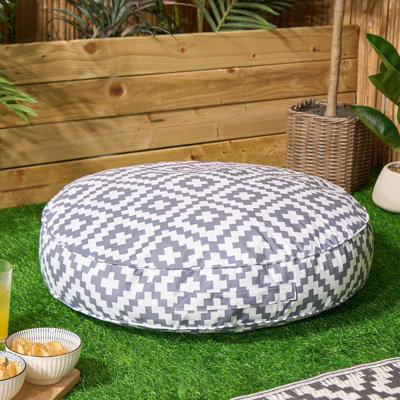 OHS Large Outdoor Cushion Round Decor Garden FilledGrey Geo from B&Q