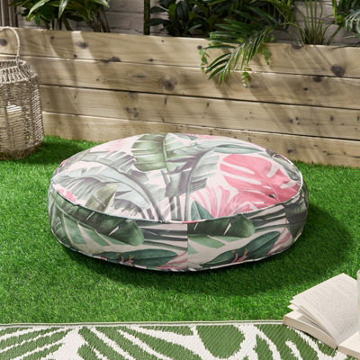 OHS Large Outdoor Cushion Round Decor Garden FilledGreen Tropical from B&Q