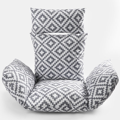 Ohs Egg Chair Cushion Head Rest Pillow Outdoor Filled Geo Grey