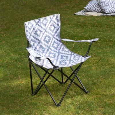 OHS Outdoor Camping Chair Folding Portable Picnic Garden SeatGrey GeoAdults from B&Q