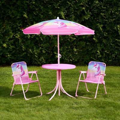 OHS Unicorn Bistro Set Table Chair Seat Garden Patio Outdoor Parasol Play Folding from B&Q