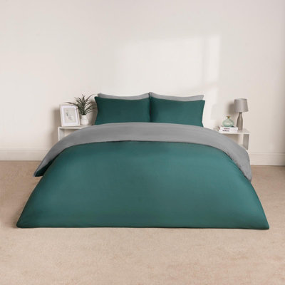 Ohs Reversible Duvet Cover Pillowcase Bedding SetTeal Grey- Double from B&Q