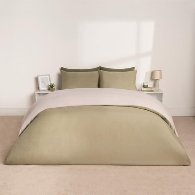 Ohs Reversible Duvet Cover Bedding SetNatural Sage- King from B&Q