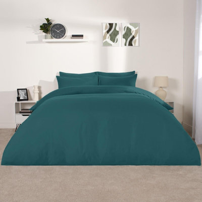 Ohs Plain Duvet Cover Pillowcase Bedding SetTealDouble from B&Q