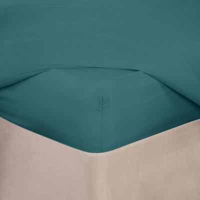Ohs Plain Dyed Fitted Bed Sheets Non-IronTealKing from B&Q