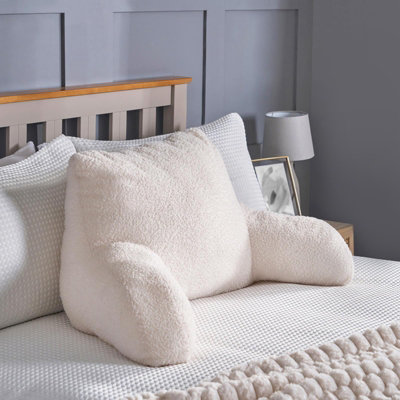 Ohs Boucle Cuddle Cushion Filled Reading Padded Lumber Back Plump Support, White