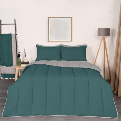 OHS Coverless 10.5 Tog Duvet & PillowcaseTeal/greyKing from B&Q