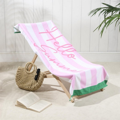 OHS Hello Summer Towel Bath Quick Dry Travel Microfibre Absorbent Swim from B&Q