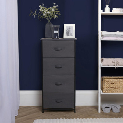 B&Q -  Fabric Cabinet Bedside 4 Drawers Storage Unit Clothes Home OrganiserGrey
