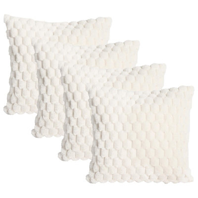OHS 4 Pack Waffle Faux Fur Cushion CoversCream45 X 45Cm from B&Q