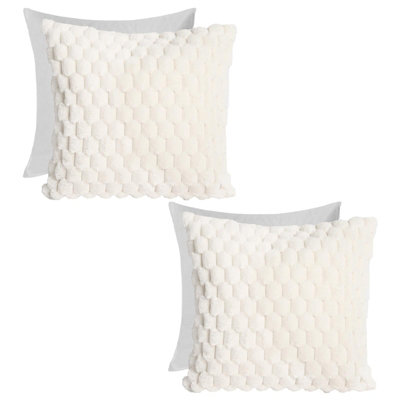 OHS 2 Pack Waffle Faux Fur Filled Cushion CoversCream45 X 45Cm from B&Q