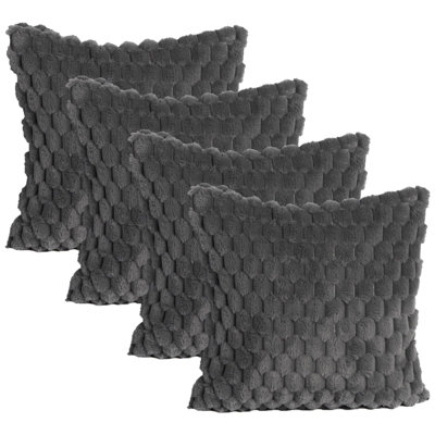 OHS 4 Pack Waffle Faux Fur Cushion CoversCharcoal45 X 45Cm from B&Q